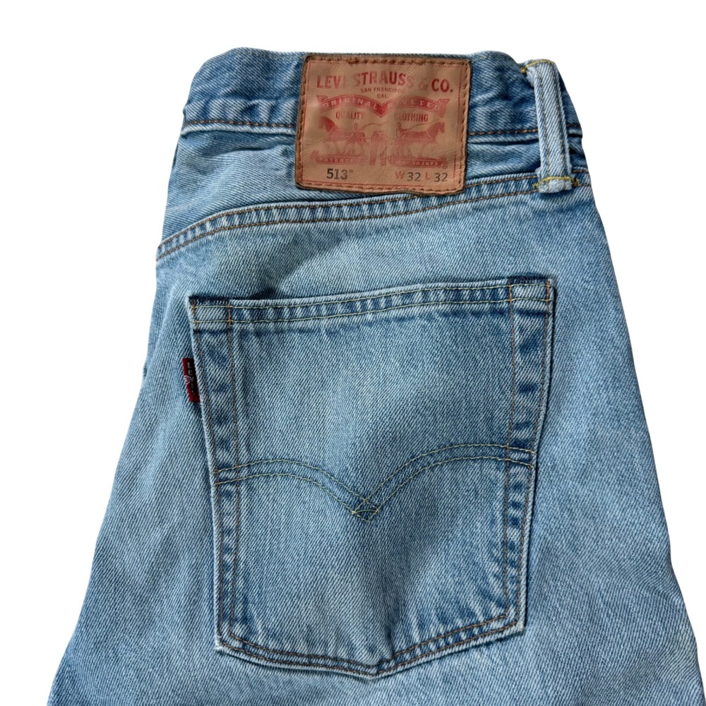 Levi's Slim Straight Jeans Light Blue with Brown Patch